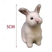  3 יחידות ארנבון לבד מחט ריאליסטי, בובת פרווה מיניאטורית מצמר בעבודת יד, מתנה רכה ומציאותית לחג אביב לילדים פעוטות, ארנבון לבן קטן לעיצוב הבית
