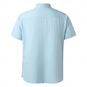 abordables camisa con botones para hombre-Hombre Camisa Camisa de verano Camisa casual Camisa de playa Abotonar la camisa Camisa Jacquard Blanco Manga Corta Plano Líneas / Olas Diseño Casual Ropa de calle Ropa Poliéster Moda Casual Cómodo