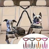 abordables Accesorios para vehículos-Cinturón de seguridad doble para perros, nuevo cinturón de seguridad doble para reposacabezas de coche para mascotas, correa para perros sin enredos, ajustable con elástico, divisor de correa para