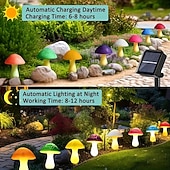tanie Oświetlenie krajobrazowe-8 w 1, zewnętrzne, wodoodporne, solarne lampy trzaskające w kształcie grzybków, dekoracyjne lampy LED do ogrodu, podwórka, kwietnika, ścieżki, trawnika, patio, willi, gospodarstwa – letnie oświetlenie