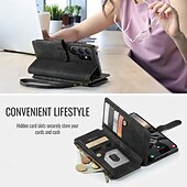 abordables 2026 Samsung Galaxy S26 Serie-teléfono Funda Para Samsung galaxia S26 S26 Ultra Plus Tarjetas billetera con Soporte con correa de muñeca Ranura para tarjetas Retro TPU Cuero de PU