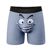 abordables Rétro Vintage &amp; Éthique-Homme Dessin animé Visage Souriant Expression du visage Boxers extensibles Caleçons de Bain Shorts de bain boxeur Drôle Occasionnel Maison Vacances à la Plage Ceinture Élastique Évacuation de