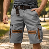 levne Dovolená-Pánské Náprsníkové kalhoty Šortky s kapsami Kraťasy Neformální šortky Kapsy Elastický pas Bez vzoru Jednobarevné Krátký Ležérní Venkovní Streetwear Módní Šik ven Černá Khaki Neelastické