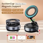Недорогие Крючки и держатели-Комплект из 2 магнитных держателей для телефонов, сверхпрочный складной механический держатель с вакуумной присоской, вращающийся на 360°, с сильным магнитным креплением, подходит для автомобиля,
