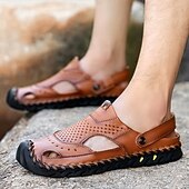 economico Sandali casual-sandali estivi traforati in similpelle da uomo – cinturino regolabile, comfort traspirante leggero, calzature casual versatili per spiaggia, viaggi, resort e tempo libero all'aria aperta