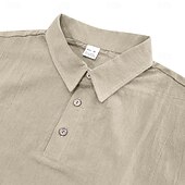 baratos Polo Clássico Masculino-Homens Camisa de linho Camisas Polo Casual Rua Lapela Manga Curta Básico Moderno Cruz Botões Verão Primavera Normal Preto Branco Azul Marinha cáqui Verde Tropa Cinzento Camisa de linho