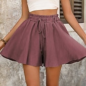 cheap Hot Shorts-Women's Shorts Summer Shorts Beach Shorts Casual Shorts Vacation Fashion Basic Short Mid Waist Drawstring Elastic Waist Wide Leg Comfort Quick Dry Soft Micro-elastic Streetwear Beach Holiday Pink