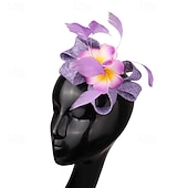billige Fascinatorer-fascinators Linfrø Bryllup Bursdag Årgang søt stil Retro Rød Med Fjær Blomst Hodeplagg Hodeplagg