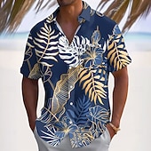 economico Piante tropicali-Per uomo Foglia di palma Palma di Cocco Piante Tropicali Camicia hawaiana estiva Camicia con Bottoni Camicia Aloha Manica Corta Hawaiano Vacanza Estate Primavera Collo ripiegato Stampa 3D camicie con