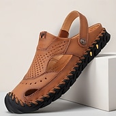 economico Sandali casual-sandali estivi traforati in similpelle da uomo – cinturino regolabile, comfort traspirante leggero, calzature casual versatili per spiaggia, viaggi, resort e tempo libero all'aria aperta