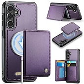 Недорогие Чехлы для Samsung-телефон Кейс для Назначение SSamsung Galaxy S25 S24 S23 Ultra Plus Магнитный адсорбционный футляр со стендом Магнитный ТПУ Кожа PU