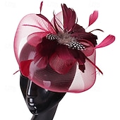 economico Fascinatori-Fascinator Poliestere Matrimonio Compleanno Elegante Vintage Carino Con Piuma Tulle Copricapo Copricapo