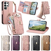 cheap 2026 Samsung Galaxy S26 Series-Phone Case For Samsung Galaxy S26 S26 Plus S26 Ultra Wallet Case Flip Cover with Stand Holder Zipper with Wrist Strap Tree Retro TPU PU Leather