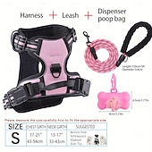 economico Collari, Imbracature e Guinzagli-Set di 4 pezzi che include pettorina e guinzaglio per cani, un guinzaglio abbinato e un dispenser per sacchetti per le deiezioni. Questa pettorina per animali domestici, antistrappo e