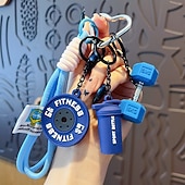 cheap Gifts-DIY Mini Gym Barbell Plate Keychain, Creative Fitness Weight Plate Keyring Pendant, Sport Lover Key Chain for Car Keys, Bag Charm, Couple Gift, Gym Lover Accessories