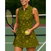 cheap Women's Shirt-Women's Heart Tennis Dress Golf Dress Sleeveless Dress Sleeveless Zipper High Elasticity Breathable Tennis Golf Badminton Polo Collar Dress Pink Army Green Red Tennis Clothing
