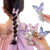 baratos Evento e suprimentos de festa-Conjunto de 4 tiaras de laço em tule para meninas – design floral delicado com miçangas, tiaras de plástico resistentes, perfeitas para uso diário, festas de aniversário, todas as estações, escola,