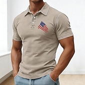  4 июля 2026 г., 250-летие Муж. Американский флаг США Рубашки поло Рубашка с кислотной стиркой 100% хлопок С короткими рукавами Футболки поло Рубашки с воротником На каждый день