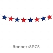  Set di stendardi decorativi per il 250° anniversario del giorno dell'indipendenza degli Stati Uniti, include 24 stendardi, 10 bandierine, 8 festoni, 12 spirali, 2 tende di tulle &1 tovaglia, ideale