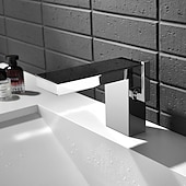 abordables Robinets de lavabo-Robinet de salle de bain cascade, robinet de lavabo à haut débit, mitigeur de lavabo en laiton à montage sur plage, robinet de lavabo monotrou à poignée unique, robinet de meuble-lavabo