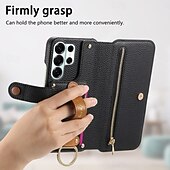 abordables 2026 Samsung Galaxy S26 Serie-teléfono Funda Para Samsung galaxia S26 S26 Plus S26 Ultra Tarjetas billetera Gire la tapa Cremallera con correa de muñeca Caballete Retro TPU Cuero de PU