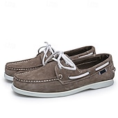 abordables chaussures de bateau-Mocassins à lacets en daim marron pour homme – chaussures habillées décontractées, idéales au quotidien, au bureau et pour un look élégant en extérieur.