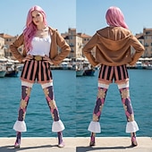 tanie Kostiumy anime-Ocean Adventurer Pirat Słomkowy Kapelusz Anime Garnitury cosplay Bal maskowy Anime Expo Top Pas Szorty Na Damskie Doroślu