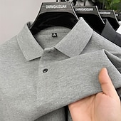 cheap Men's Classic Polo-Men's Polo Polo Shirts Casual Vacation Lapel Short Sleeve Fashion Modern Plain Buttons Plain Summer Spring Regular Fit Lake blue Black White Yellow Pink Red Polo