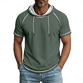  Férfi Póló Kapucnis felsőrész Tee Top Rövid ujjú Kapucni Nyár Tavasz Minden évszak Tömör szín Divat Dizájn Sportos Alap Kapucni Raglán ujjak Hétköznapi Utca Alkalmi Világoskék Fekete Sötétkék Férfi