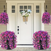  2/4 stk kunstige falske hengende blomster planter for utendørs utendørs vår sommer dekorasjon imitert silke UV-bestandig realistisk morgenfrue slepende slyngplanter for hjem veranda terrasse balkong