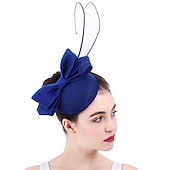 economico Fascinatori-Fascinator Lino Matrimonio Elegante Vintage Carino Con Fiocco Copricapo Copricapo