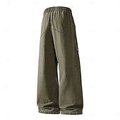 abordables Pantalons Cargo-Pantalon cargo en denim 100 % coton softfade™ pour homme, coupe décontractée, taille élastiquée avec cordon de serrage, jambes larges, coupe unie, confortable et respirant, longueur standard, style décontracté au quotidien, idéal pour les activités de ple
