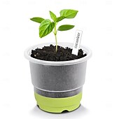 お買い得  植物ケアアクセサリー-蓋付きスタータートレイと植物ラベル付きの4インチ苗カップ10個、透明な苗ポット、補強されたベース付きの再利用可能なプラスチック植木鉢、移植が簡単 &amp;種まき