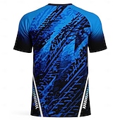 billiga Löpar-T-shirts och linnen-Herr Fotbollströja Geometrisk Lutning Abstrakt Atletisk t-shirt Sommar Kortärmad UPF 50 Snabb tork Fuktabsorberande Andningsfunktion Turnering Fotboll Gym Löpning Träning Sport Blå / Svart Sportkläder