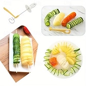 abordables Barbacoa y cocina al aire libre-Juego de 6 cortadores de patatas en espiral tipo tornado, cortadores de patatas manuales multifuncionales para barbacoa. &amp;Juego de herramientas de plástico para hacer espirales de patatas, aptas para