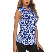 levne Dámská košile-Dámské Grafika Leopard Sportovní košile Turistická polokošile Tenisové tričko Bez rukávů Zip Vysoká pružnost Odvod vlhkosti Prodyšné Tenis Golf Pickleball Přehnutý Límec na zip Tričko Vrchní část