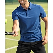 זול חולצת גברים-בגדי ריקוד גברים אחיד חולצת ספורט חולצת טניס שרוולים קצרים ייבוש מהיר מתיחה פתילת לחות נושם טניס גולף פיקלבול צווארון פולו צמרות אפור כהה שחור ורוד בגדי טניס