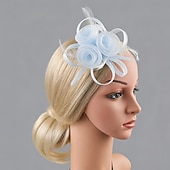 cheap Fascinators-Fascinators Feather Net Wedding Birthday Elegant Vintage Cute With Feather Tulle Headpiece Headwear