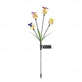 abordables Éclairage paysager-Lampe solaire de jardin en forme de papillon, boule lumineuse oscillante qui se balance au gré du vent, éclairage décoratif RGB pour cour, terrasse et allée (1 pièce)