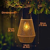 cheap Landscape Lights-Solar Lanterns Outdoor Waterproof, Hanging Rattan Wicker Lights, Decorative Boho Lights for Garden, Yard, Patio, Porch, Pathway Decor,1 Pack