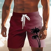 billige Tropiske planter og blomster-Herre Kokosnøttre Gradientfarge Badeshorts Badedrakter Badeshorts Surfeshorts Medium Midje Hawaiisk Strandferie Sidelommer Mesh fôr Elastisk snøring i midjen Designer Klær