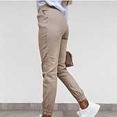 abordables Pantalones de pierna recta-Mujer Pantalones Pantalones de verano Pantalones de playa Pantalones casuales Vacaciones Moda Casual / Diario Hasta el Tobillo Media cintura Plano Cremallera Bolsillo Comodidad Suave Transpirable