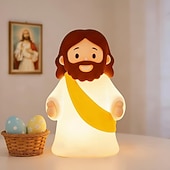 abordables Veilleuses pour chambre d'enfant-Veilleuse petit Jésus, mini lampe Jésus en silicone, veilleuse à intensité variable pour chambre d'enfant, lampe tactile rechargeable, idéale comme cadeau de Noël, de Pâques ou de baptême