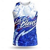  Herren Fußballtrikot Geometrisch Buchstabe Frankreich Workout-Tanktop Lauf-Tanktop Sport-T-Shirt Sommer Ärmellos UPF 50 Schnelltrocknend Feuchtigkeitsableitend Atmungsaktiv Turnier Fußball Leger