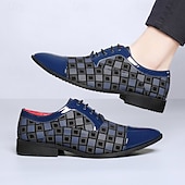 abordables Chaussures Derby-Chaussures décontractées à lacets en similicuir rouge à motifs pour hommes, élégantes et stylées, parfaites pour le travail, les soirées et le quotidien.