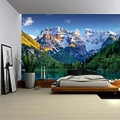 preiswerte Wandteppiche-Natur, Wald, See und Sonnenlicht – realistische 3D-Landschaft, Wandteppiche mit grünen Bäumen und blauem Himmel, sommerliche Landschaft, ideal für Schlafzimmer, Wohnzimmer, Homeoffice.