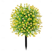 baratos Flor artificial-Estaca de flor artificial de 56 cm (22 polegadas) para decoração de jardim com camélias multicoloridas. &amp;Decoração de jardim em plástico resistente que não desbota, para todas as estações.