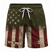 economico Shorts Patriottici 250-Per uomo 4 luglio, 250° anniversario degli Stati Uniti Bandiera degli Stati Uniti 1776 Costumi da bagno Pantaloncini da mare Pantaloncini da Surf Misura del girovita medio Patriotico Ferie Tasche