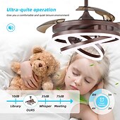 baratos Candeeiros Ventoinhas de Teto-Ventiladores de teto retráteis de 42 '' com luzes e controle remoto, luz de ventilador led semi embutida moderna, ventilador de teto geométrico retrátil 3 cores 6 velocidades luz pendente inteligente para quarto interno, sala de jantar etc