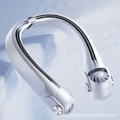 abordables Ventilateurs-Ventilateur de cou portable - Ventilateur de cou rotatif - Ventilateur rafraîchissant rechargeable USB-C, 3 vitesses, design sans pales mains libres, idéal pour les tentes et les activités de plein